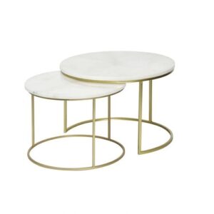 WHITE Nesting Coffee Table Marble Effect (MDF)